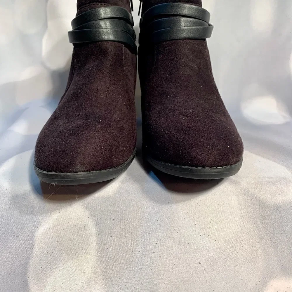 BLACK SUDE BOOTIE WITH LEATHER TRIM 2.5” HEEL 8.5
